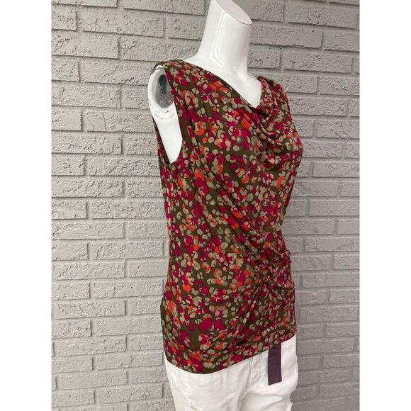 Michael Kors Women Multicolored Draped Neck Ruched Sleeveless Top Size S - Picture 4 of 11